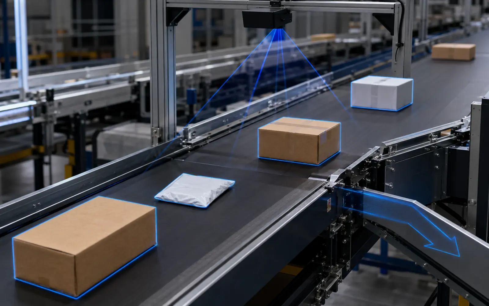 Automated parcel sorting system using 3D vision on a logistics conveyor