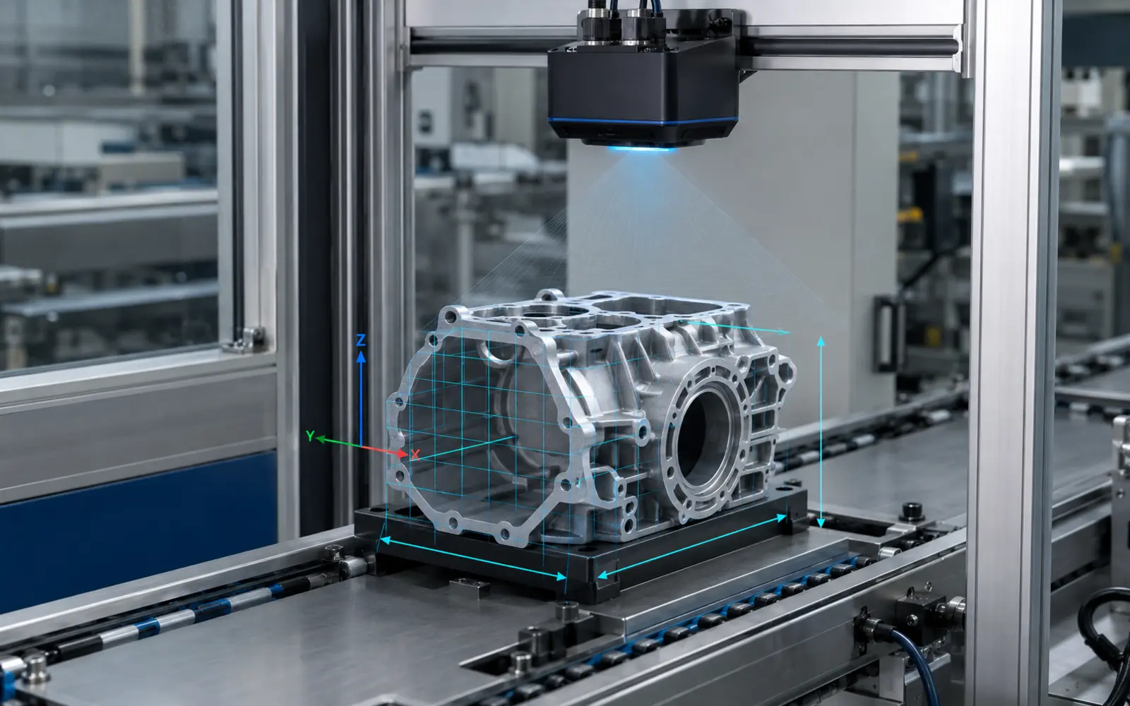 Industrial dimension measurement system using a 3D camera to measure manufactured parts