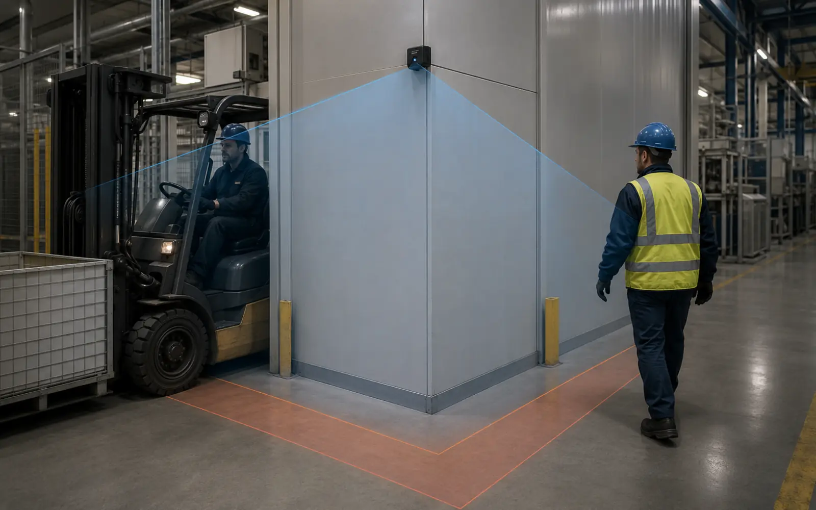 3D blind spot monitoring system detecting hidden hazards around industrial equipment