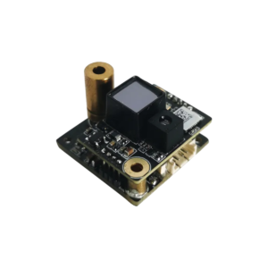XD-S40 dToF laser rangefinder module with optical sensor and PCB on white