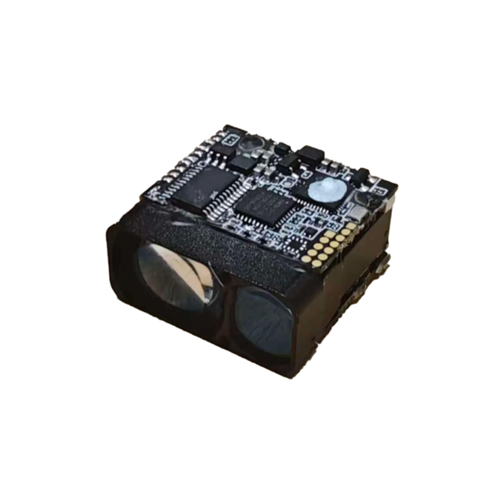XD-S1500 compact dToF laser rangefinder module on a white background