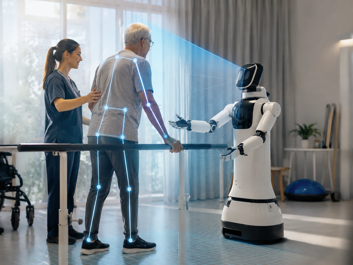 Assistive robot using 3D human sensing technology in a healthcare environment