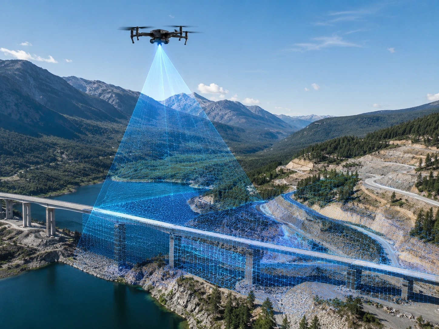 UAV laser ranging and terrain measurement over a mountain landscape