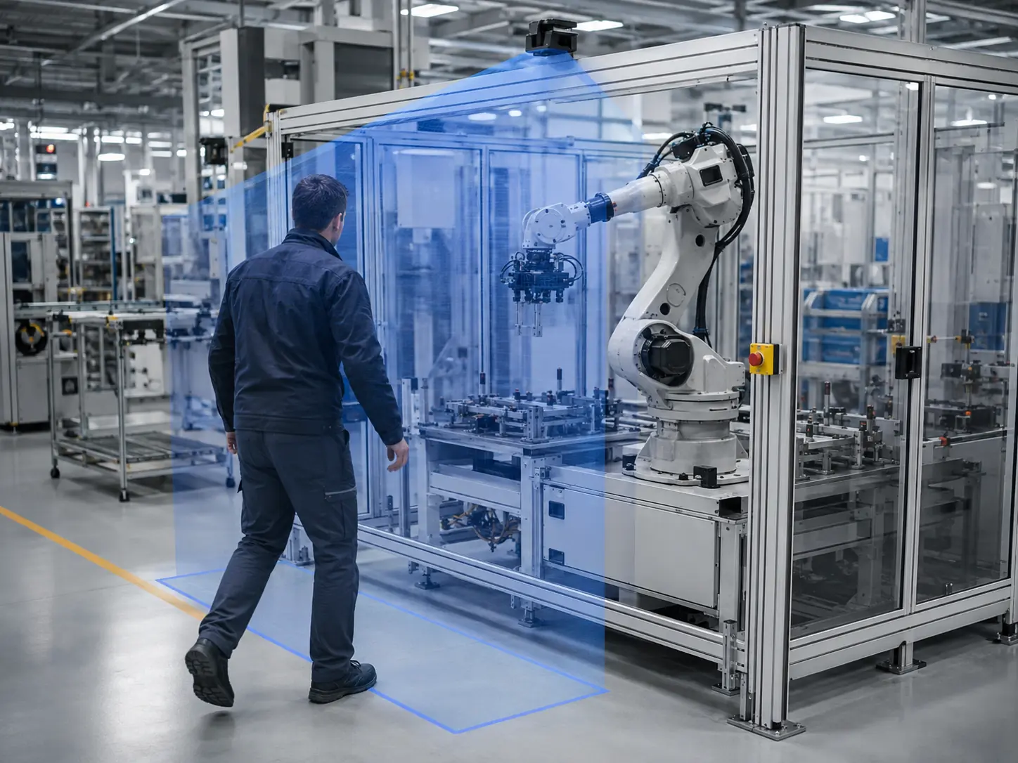 3D sensing for personnel intrusion detection in an industrial robot workstation