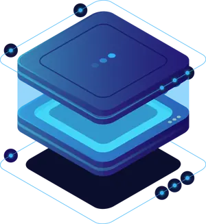 Blue 3D vision technology processor illustration