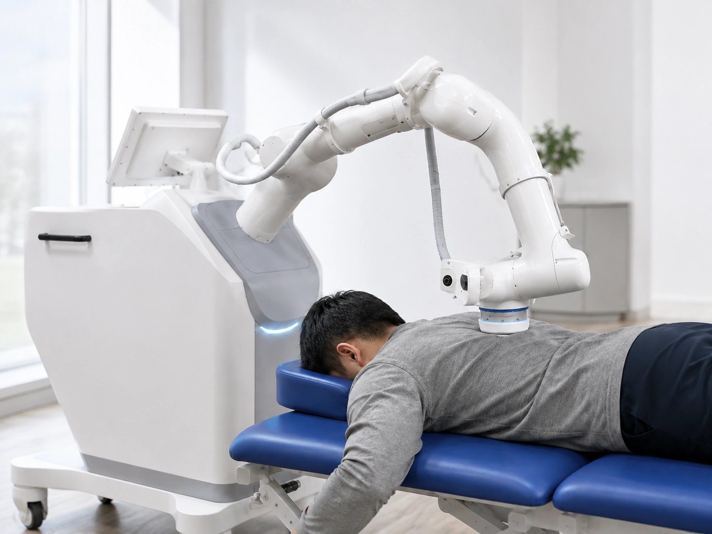 Medical therapy robot assisting back treatment with 3D vision sensing in a rehabilitation clinic